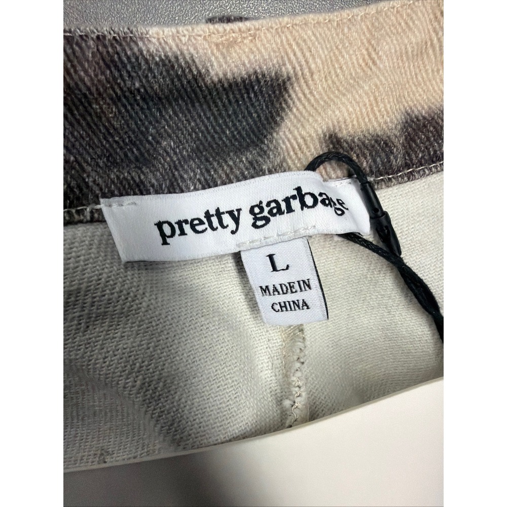 Pretty Garbage Cow Print Jeans Womens Large Wide Leg Black Cream Denim NWT - Picture 7 of 8